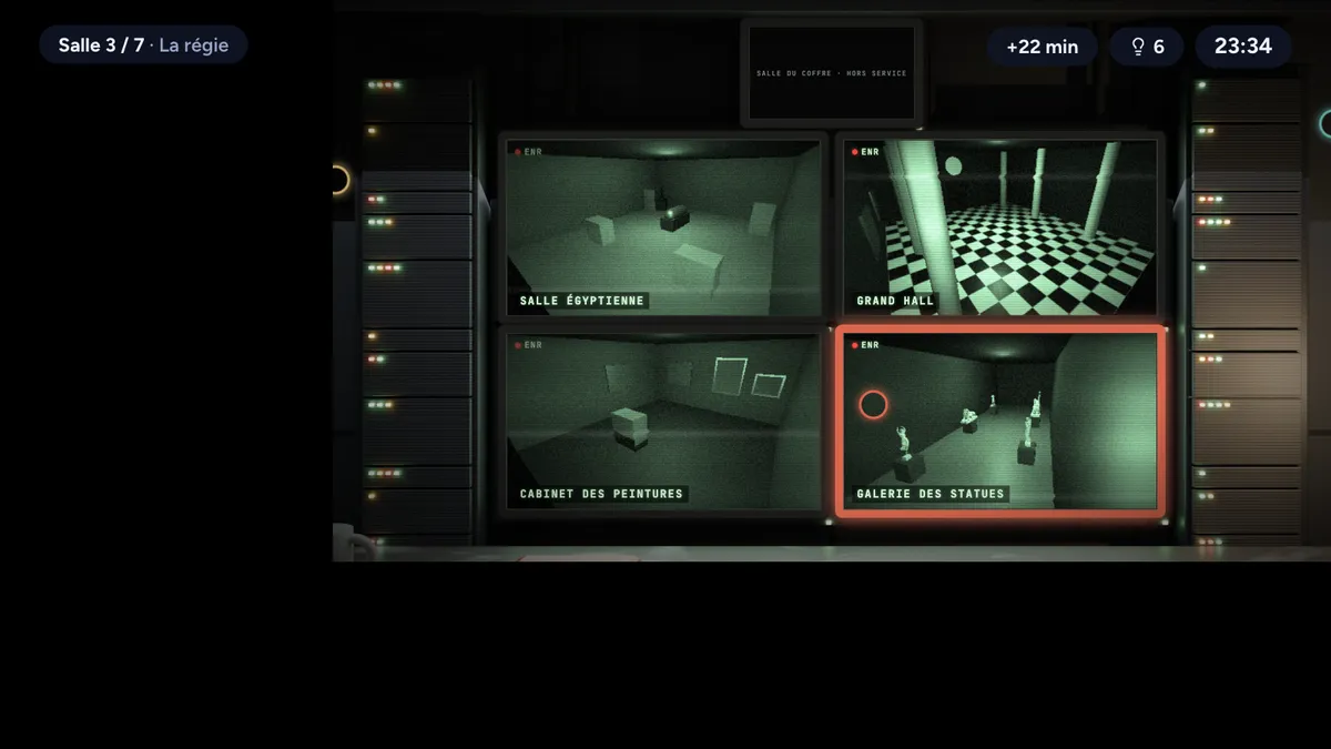Mur d'écrans de surveillance dans une salle du jeu